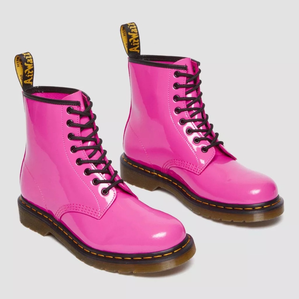 Dr. Martens 1460 Thrift Pink Patent leather lace up 8 eye combat boots women’s 8